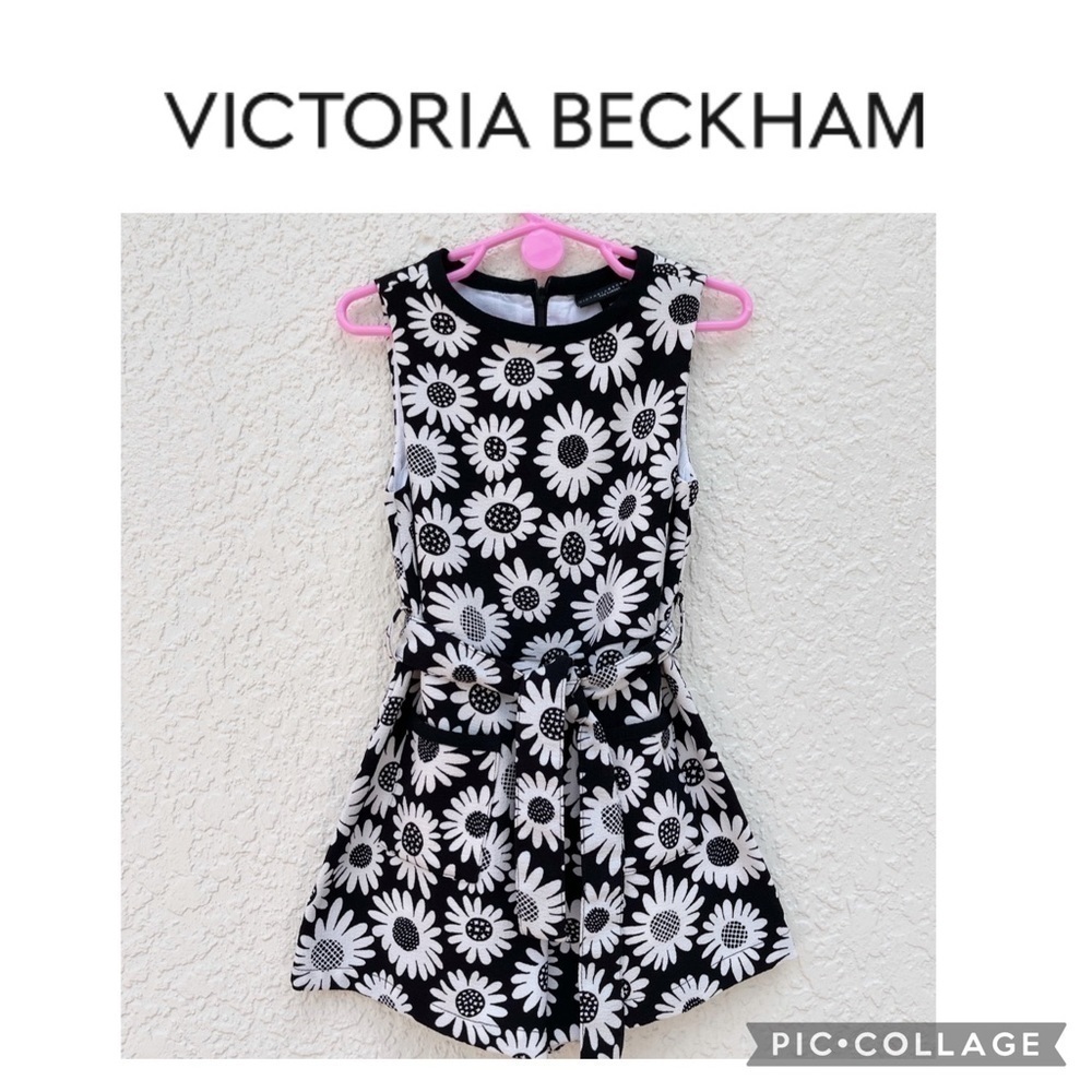 Victoria Beckham girls black white daisies romper size XS